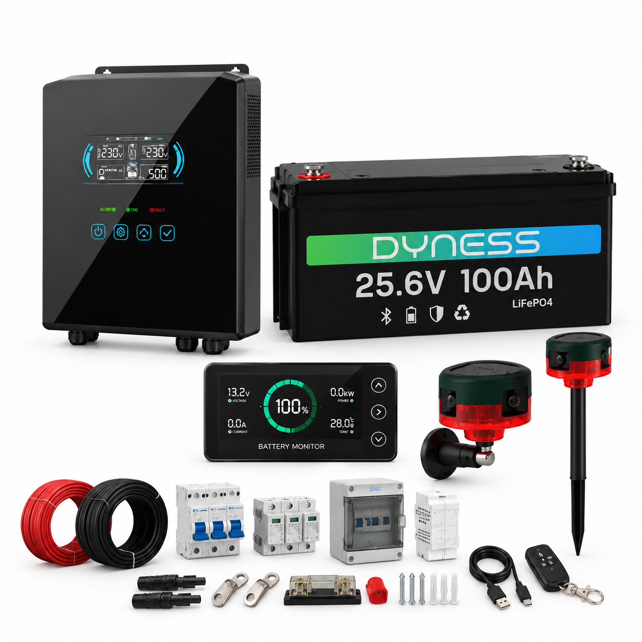 Kit energía híbrido 4000W 24V + batería LiFePO4 24V 100Ah